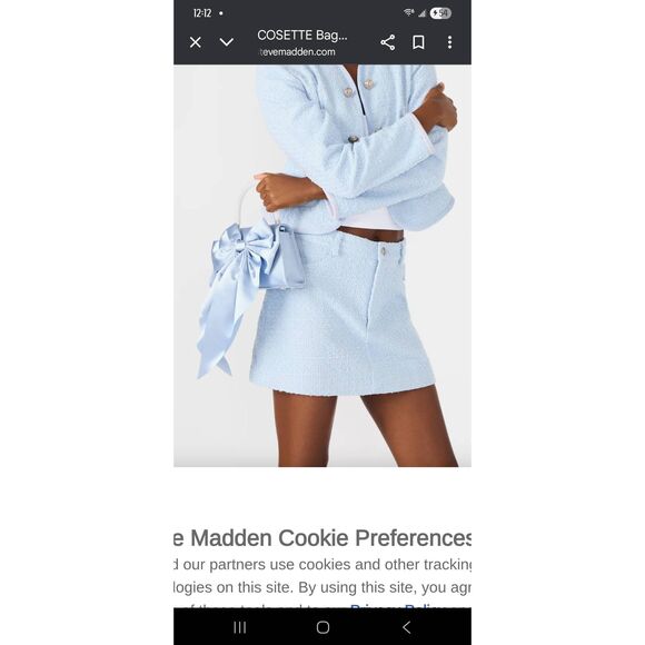 NWOT Steve Madden Cossette Blue Mini Handbag Bow Dustbag Crystal Embellished - Picture 11 of 11